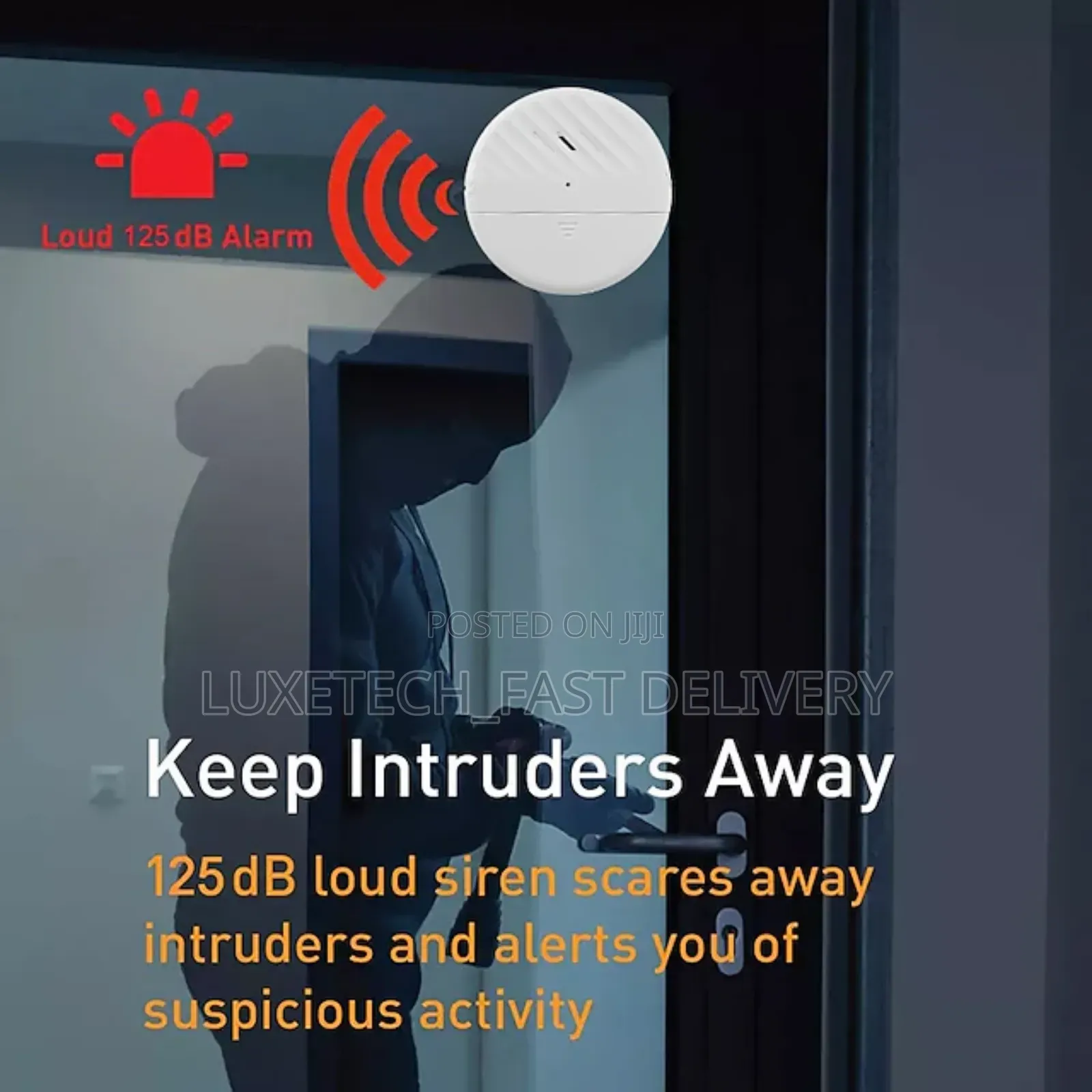 Wireless Vibration Sensor Alarm With Loud 125db Siren