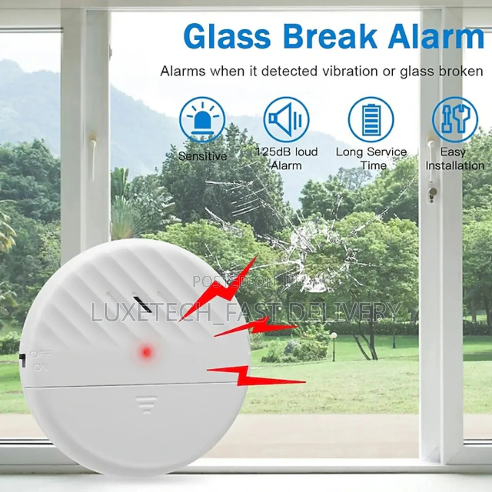 Wireless Vibration Sensor Alarm With Loud 125db Siren