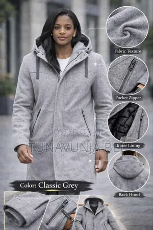 Deep Charcoal Black and Grey Heavy Coat Material