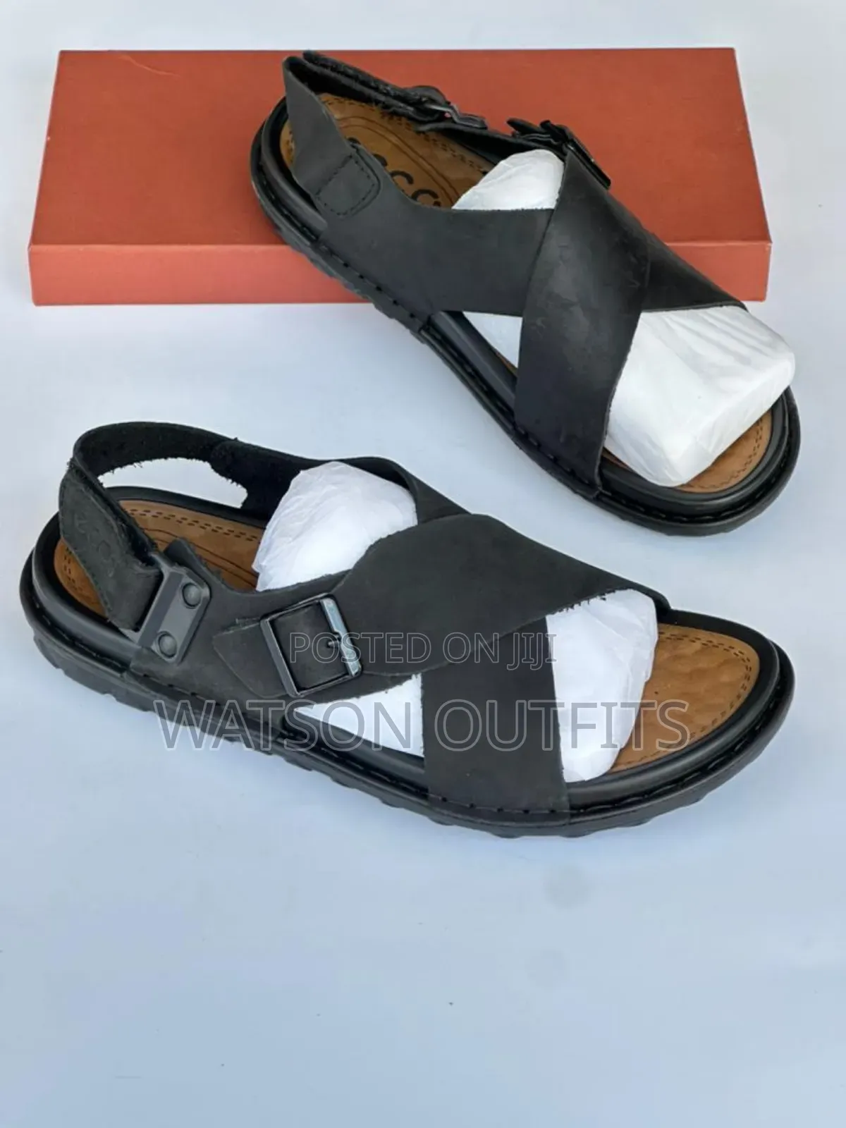 Men's Leather Sandals Ecco Brand Very Hard to Destruction