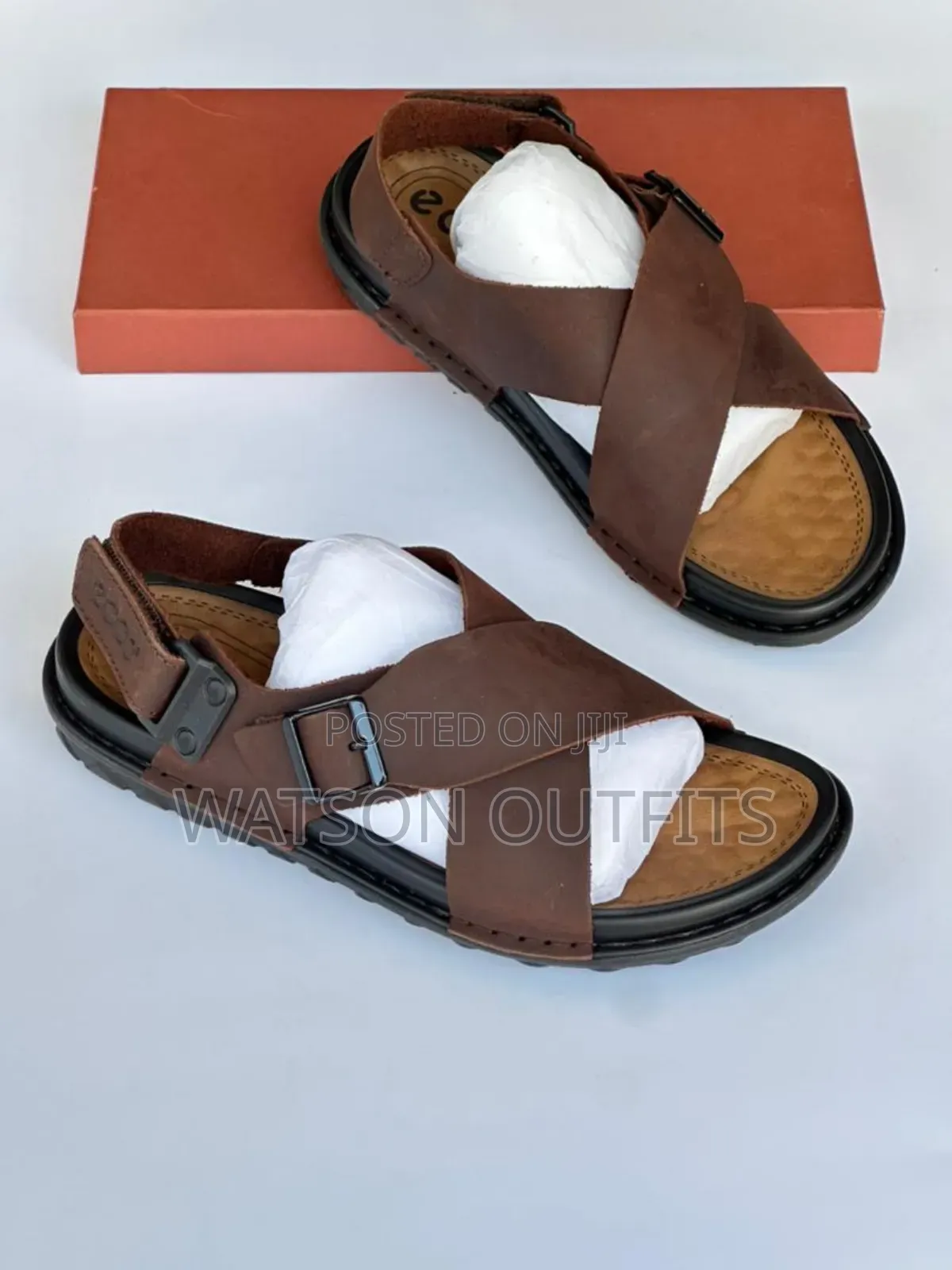 Men's Leather Sandals Ecco Brand Very Hard to Destruction