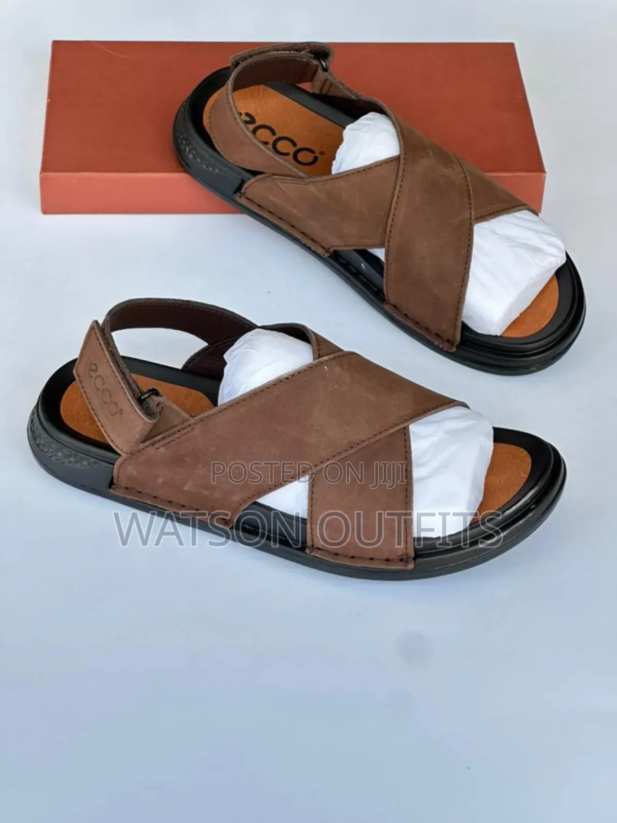 Men's Leather Sandals Ecco Brand Very Hard to Destruction