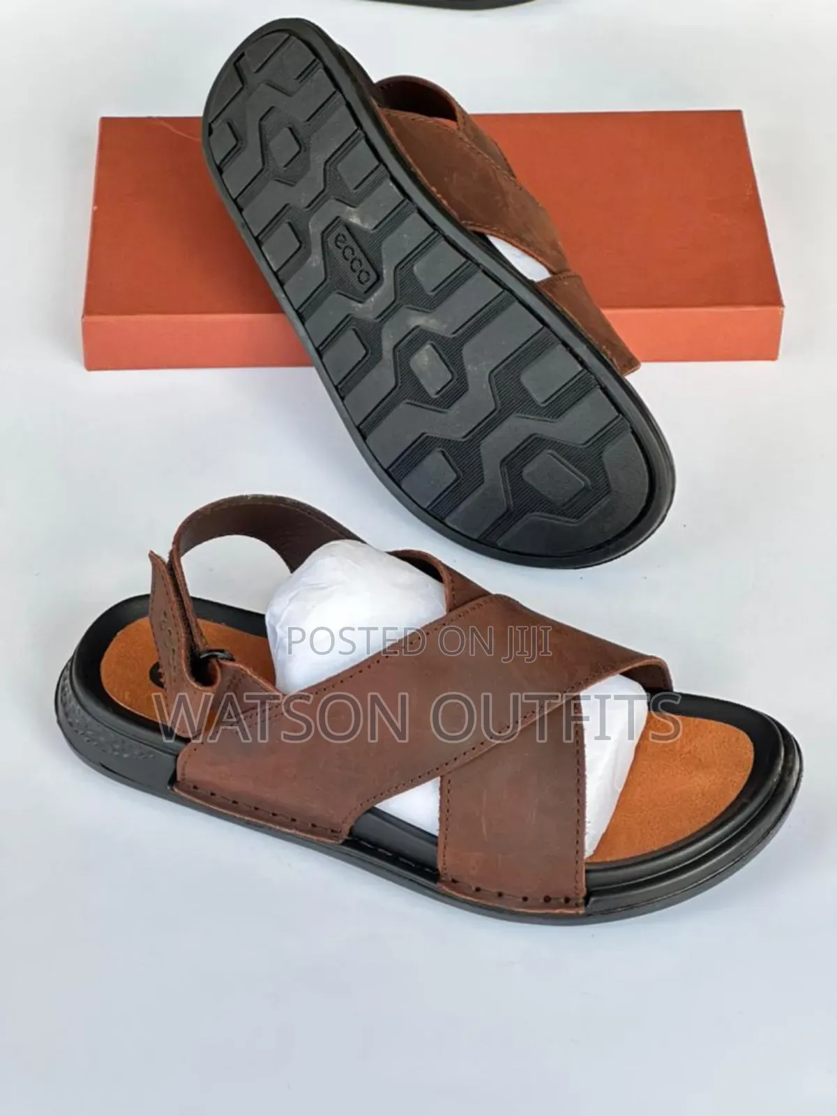 Men's Leather Sandals Ecco Brand Very Hard to Destruction
