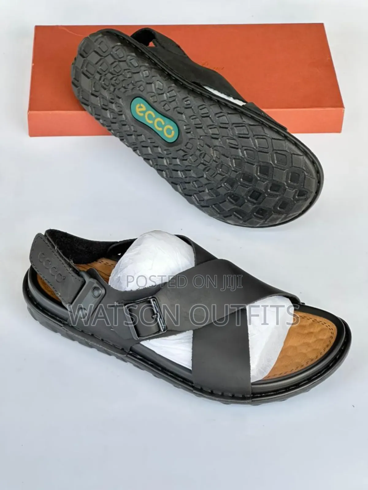 Men's Leather Sandals Ecco Brand Very Hard to Destruction