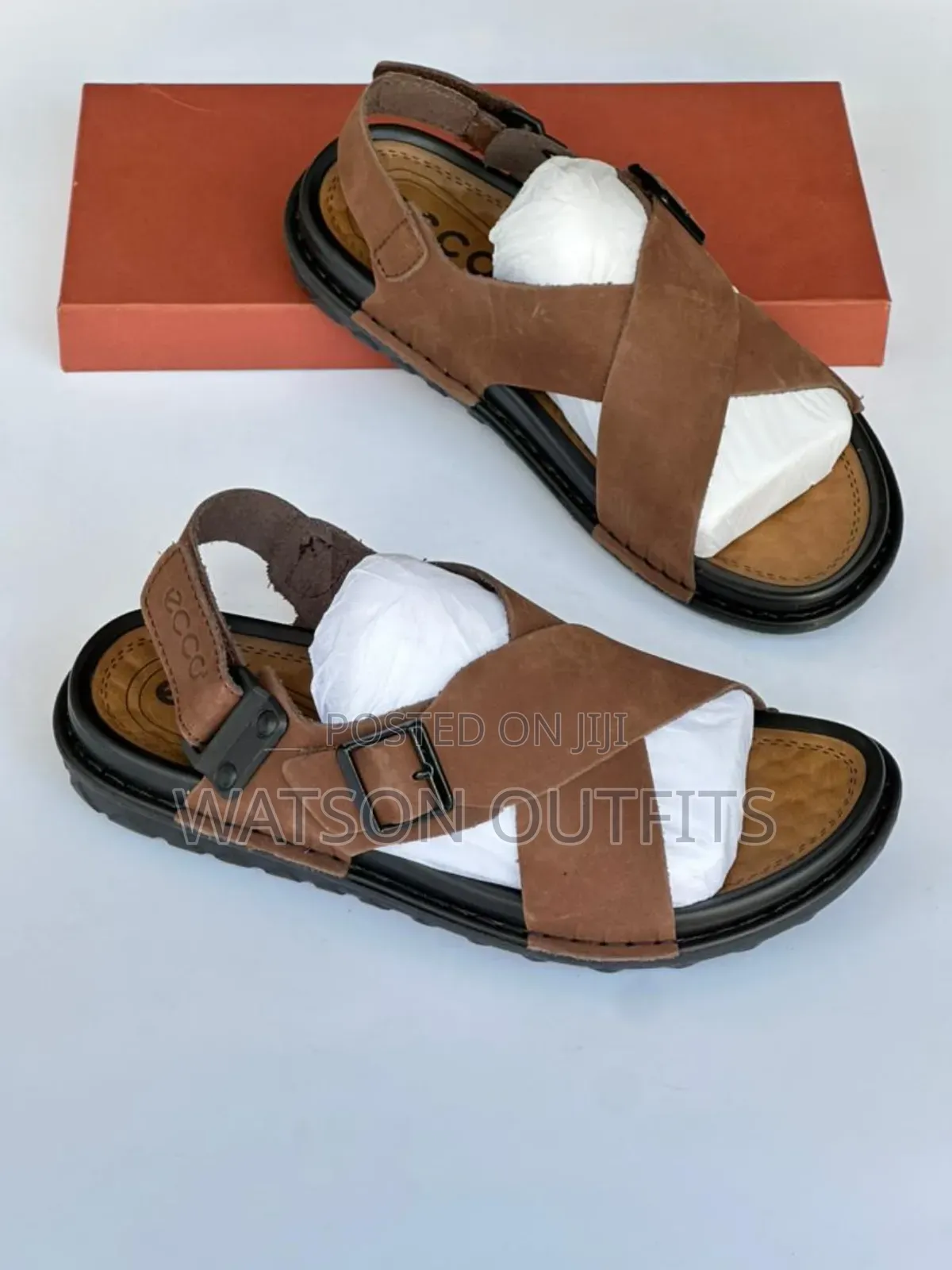 Men's Leather Sandals Ecco Brand Very Hard to Destruction