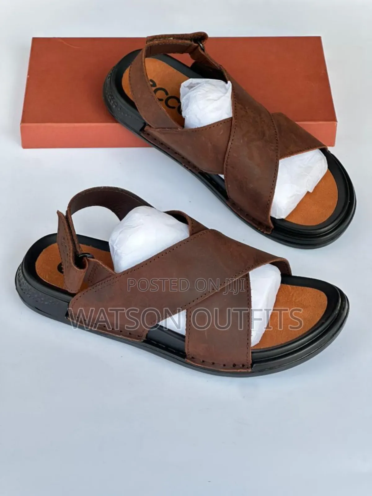 Men's Leather Sandals Ecco Brand Very Hard to Destruction