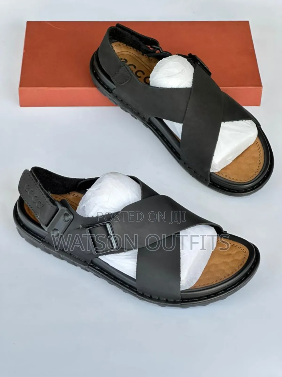 Men's Leather Sandals Ecco Brand Very Hard to Destruction