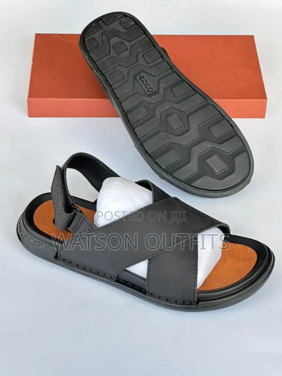 Men's Leather Sandals Ecco Brand Very Hard to Destruction