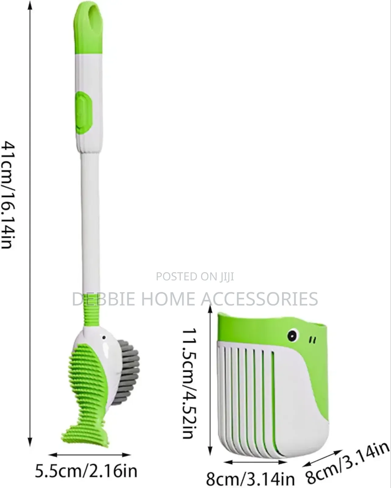 Whale-Shaped Refillable Toilet Brush and Holder Set.