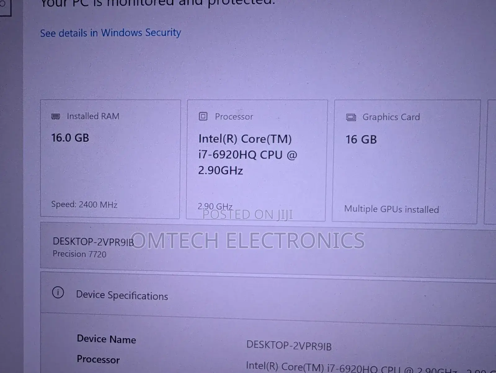 Laptop Dell Precision 17 7720 16GB Intel Core i7 SSD 512GB
