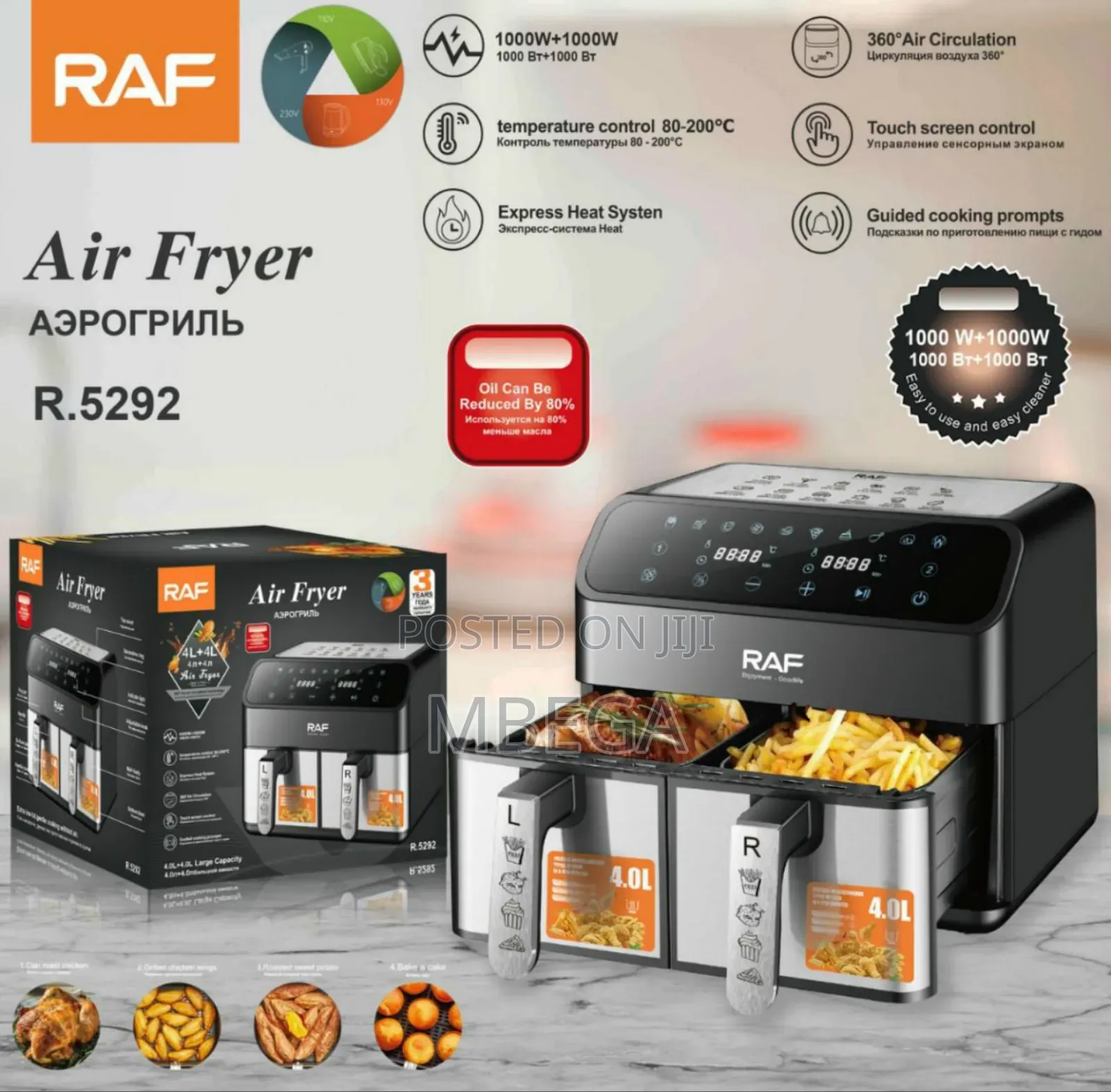 Raf Double Air Fryer 4+4l