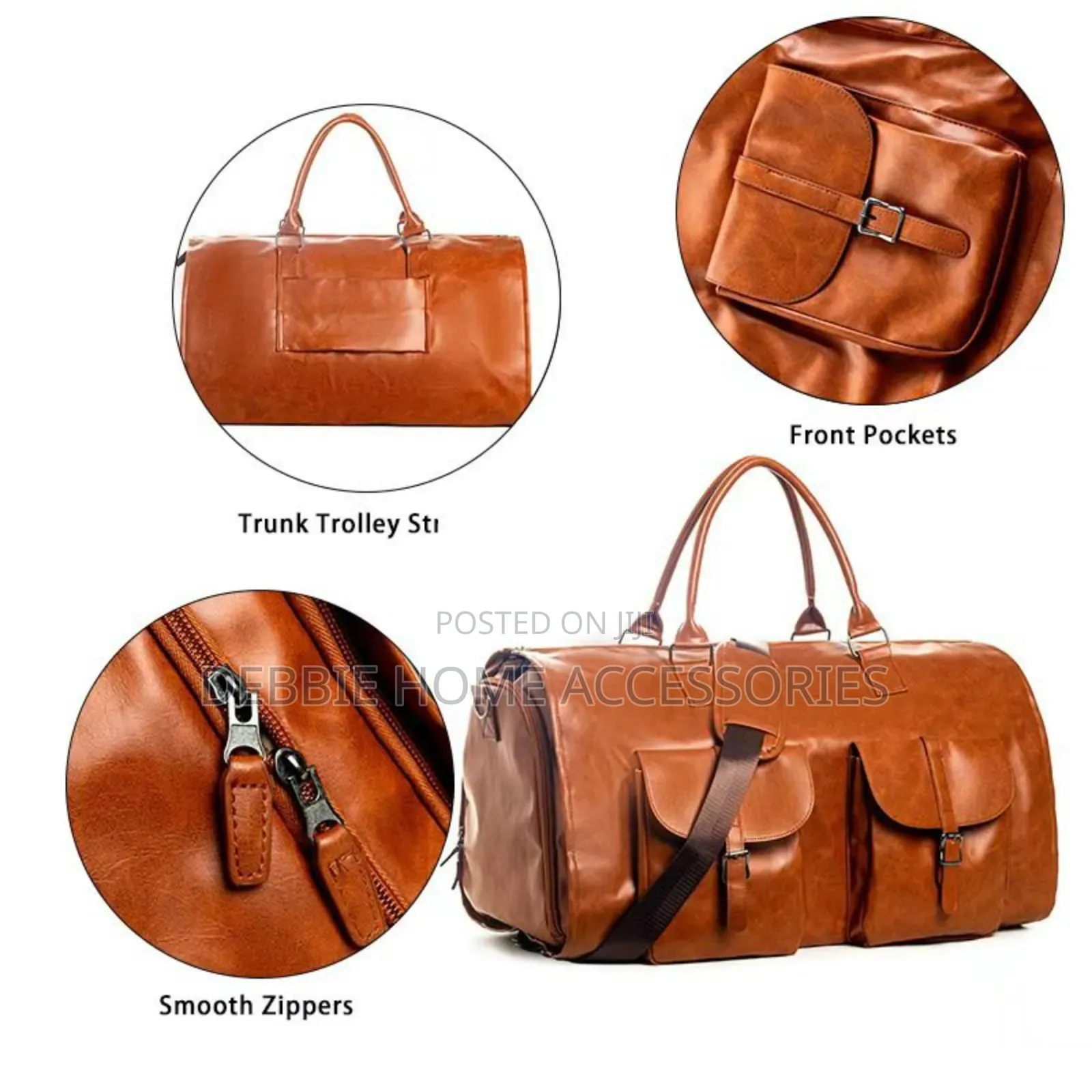 Brown Faux Leather 2-in-1 Garment Duffel Bag