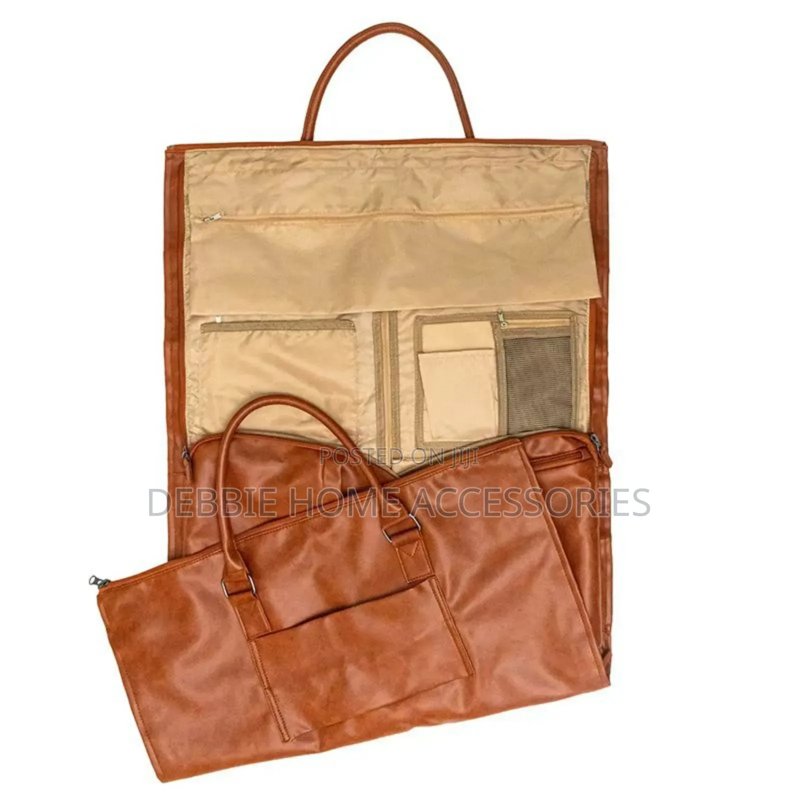 Brown Faux Leather 2-in-1 Garment Duffel Bag