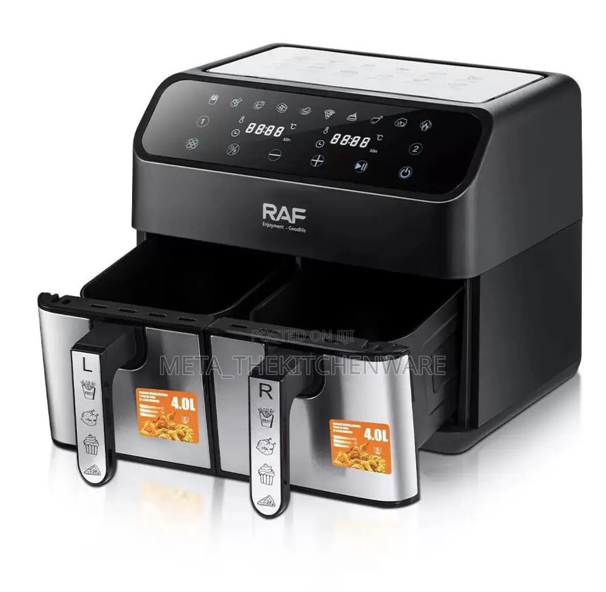 Raf Multifunctional Digital Dual Air Fryer Touch Screen 8l