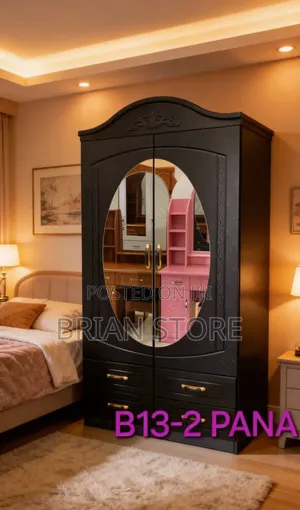 Wooden Wardrobe 2 Door Black Color