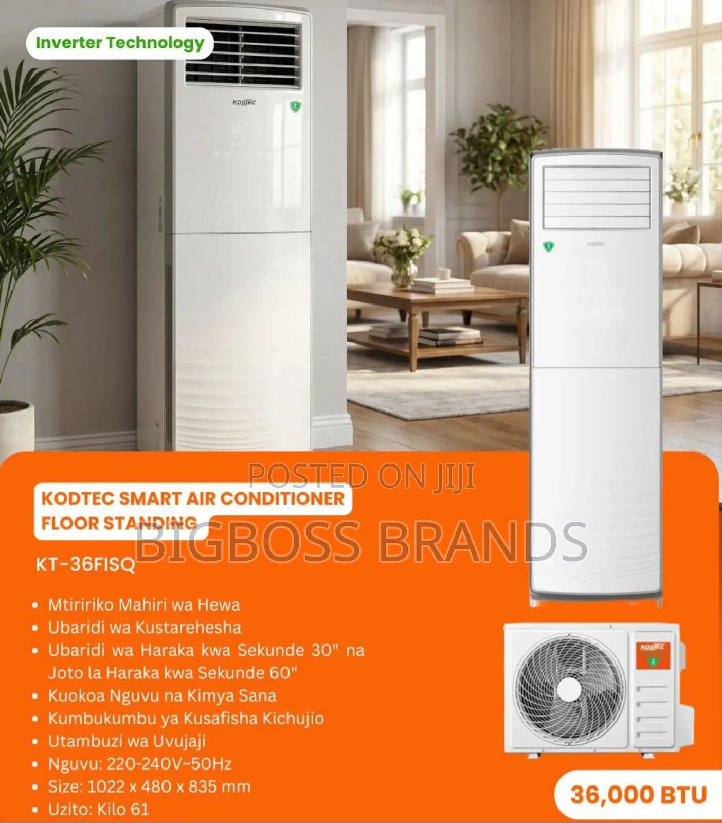 Kodtec Inveter Stand Floor Air Conditioner 36000 Btu [Kt 36fisq]