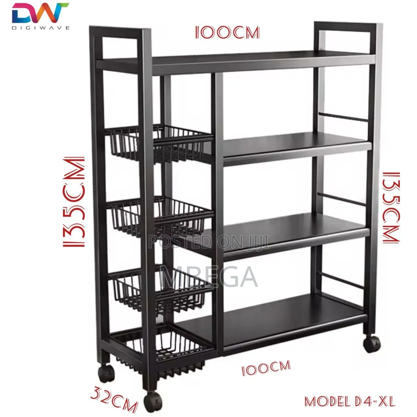 4 Layer Storage Rack With 4 Basket