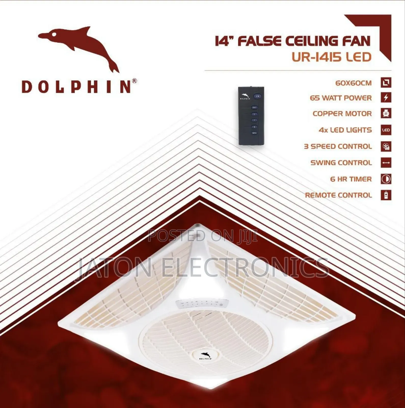 Dolphin False Ceiling Fan 14" 60*60