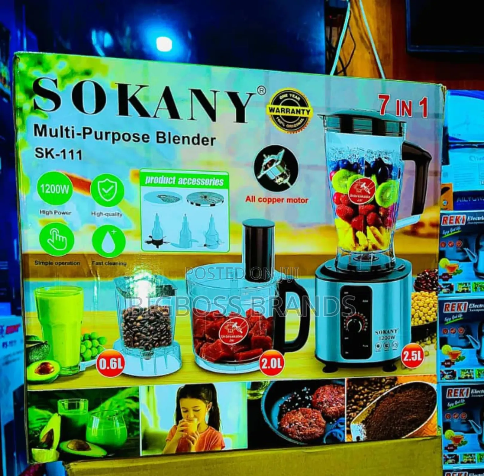 Sokany Blender All Copper Motor 3 In1 With Food Chopper