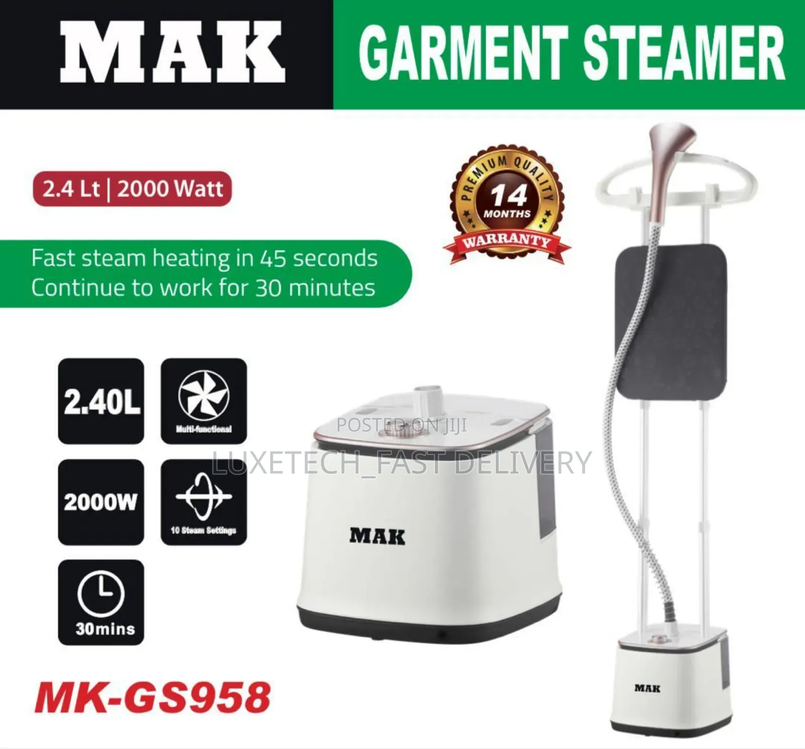 Mak Mk-Gs958 High-Power Garment Steamer 2.4-Litres