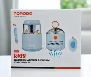 Porodo Kids Electric Sharpener Lfs130 - Vacuum, 5 Pencils, Blue