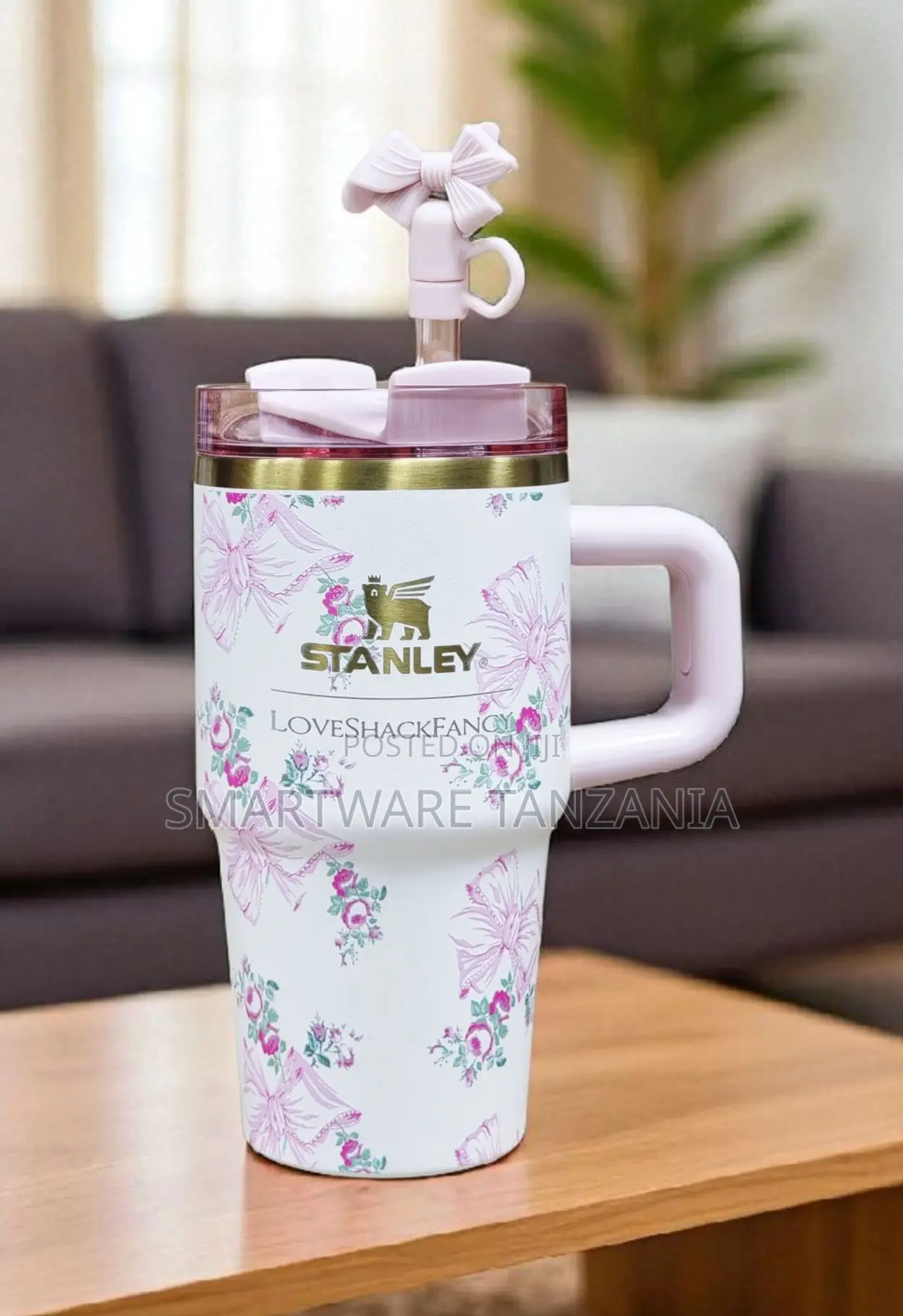 Stanley X Loveshackfancy Quencher H2.0 40oz Floral Pink Bow Tumbler