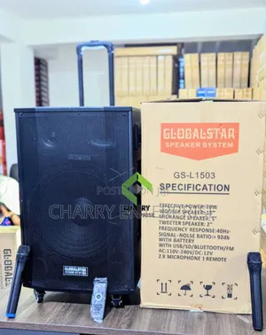 Global Star Rechargeable Speaker 15" With 2 Mic Kwa Matangazo N.K