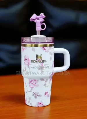 Stanley X Loveshackfancy Quencher H2.0 40oz White Pink Rose Tumbler
