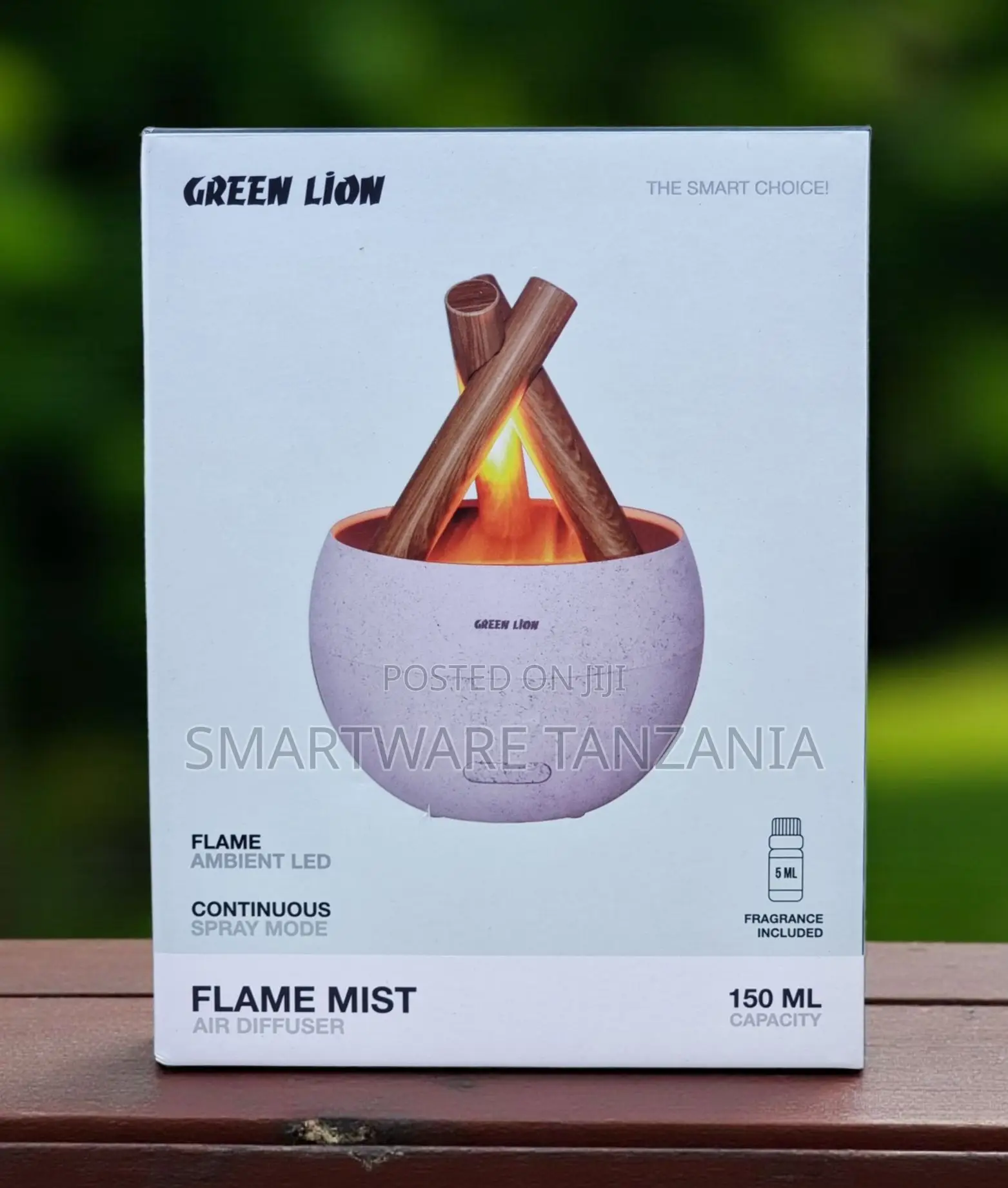 Green Lion Flame Mist Air Diffuser 150ml Stone White Campfire Style