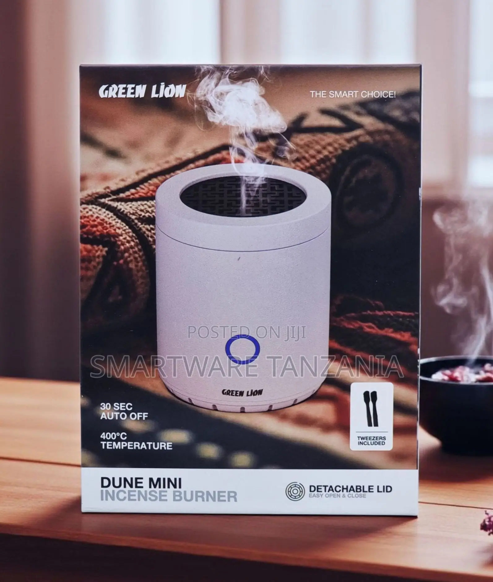 Green Lion Dune Mini Incense Burner 400c Auto Off White Detachable