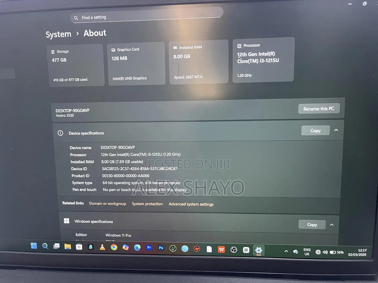 Laptop Dell Vostro 3520 8GB Intel SSHD (Hybrid) 512GB