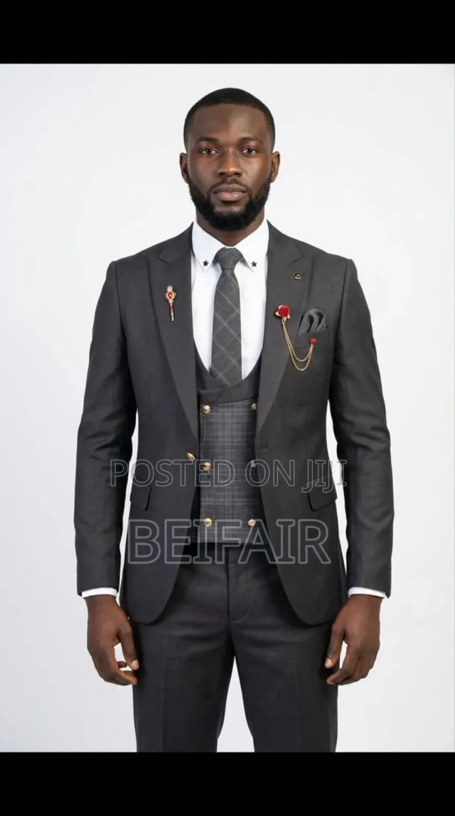 Black Suit Fine Draft Waist Coat