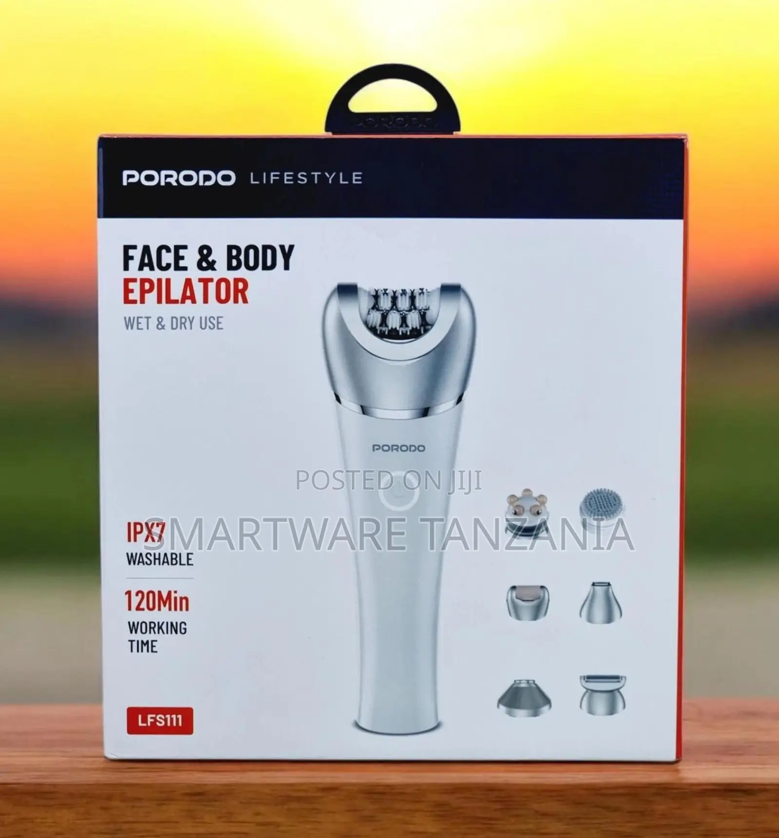 Porodo Face Body Epilator 6 Heads Ipx7 Waterproof 120 Min Lfs111