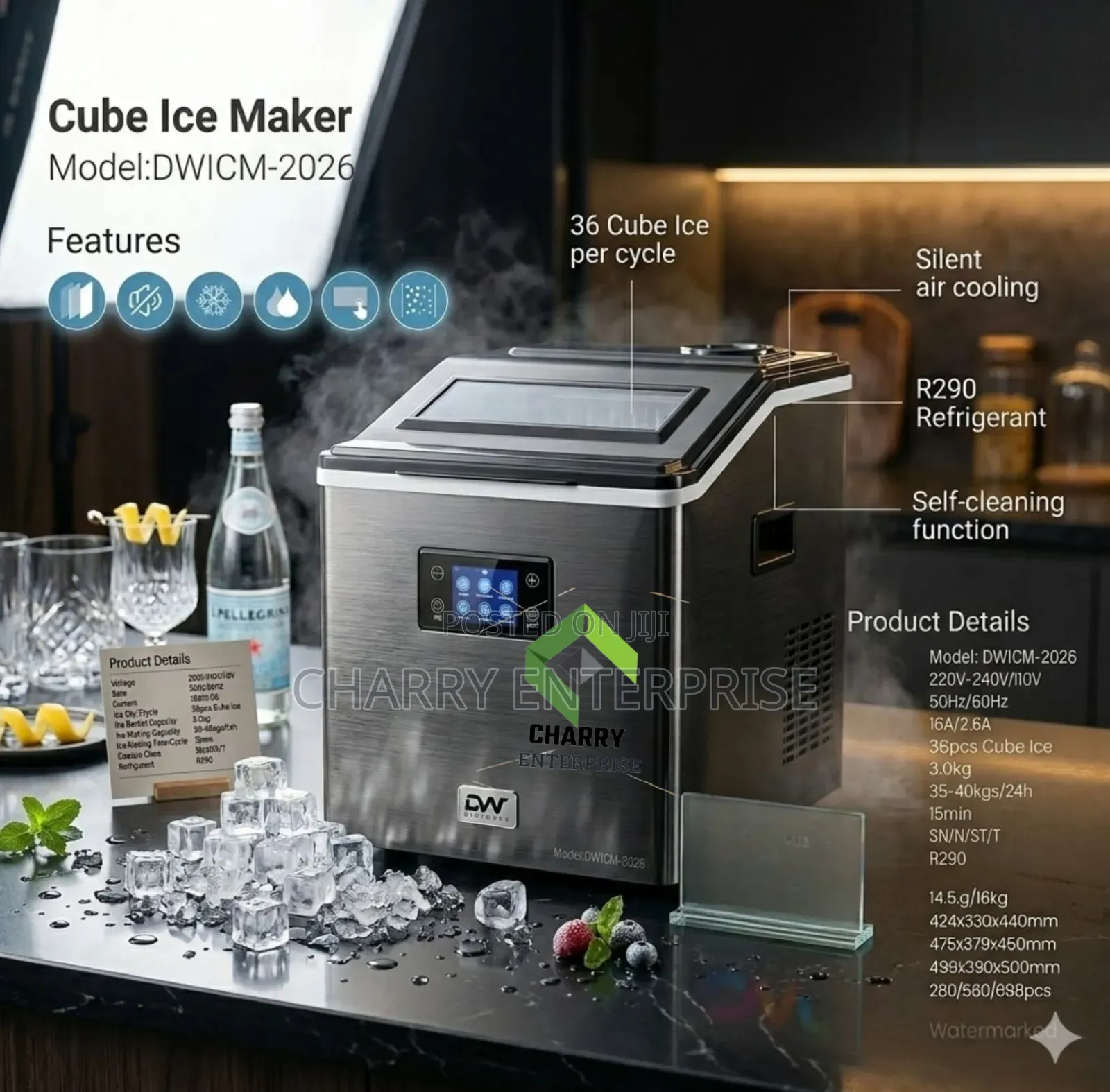 Digiwave Commercial Ice Maker 35kg to 40kg for Bar, Restaurant Etc