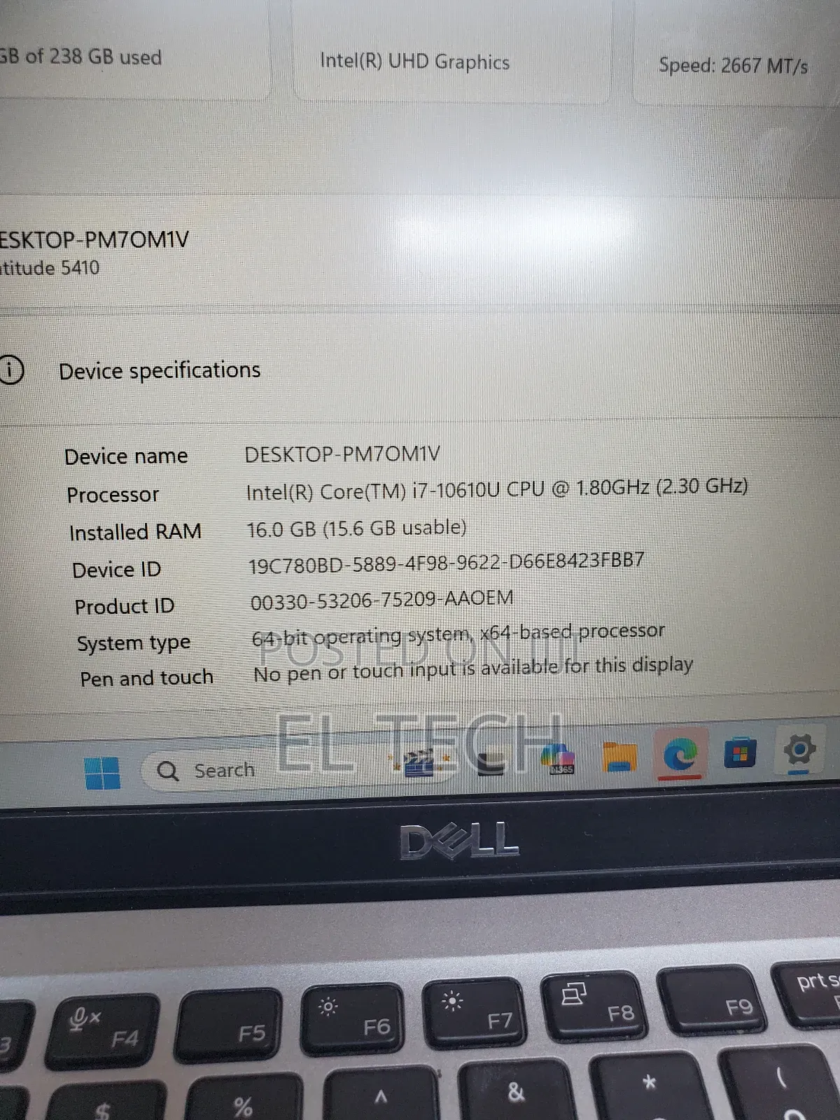 Laptop Dell Latitude 5410 16GB Intel Core i7 SSD 256GB