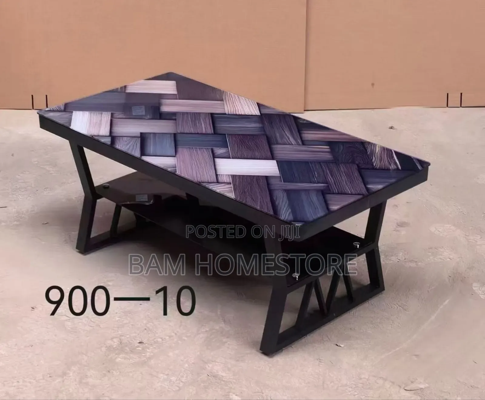 Modern Rectangular Coffee Table With Marble Woven Pattern Glass Top
