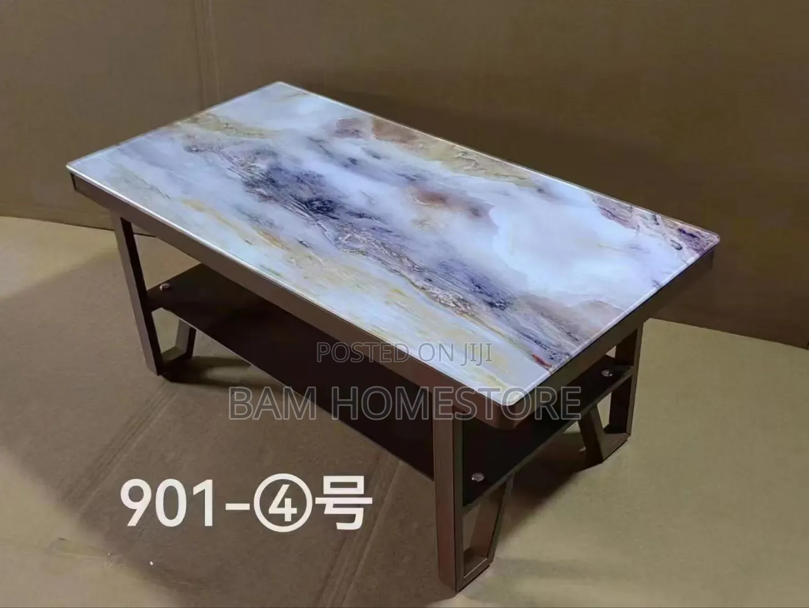 Modern Rectangular Coffee Table With Marble Woven Pattern Glass Top