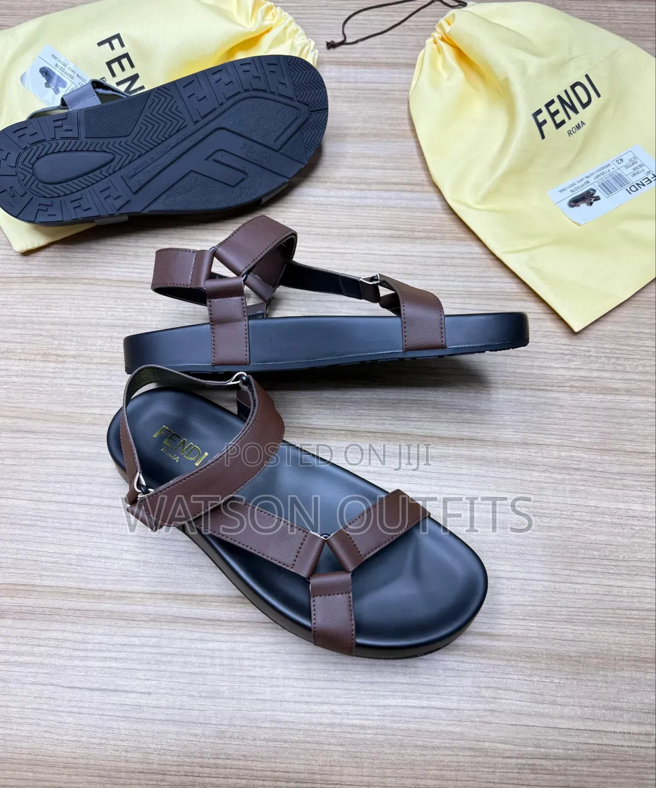 Hermes Paris and Fendi Brand New Men's Leather Sandals Original