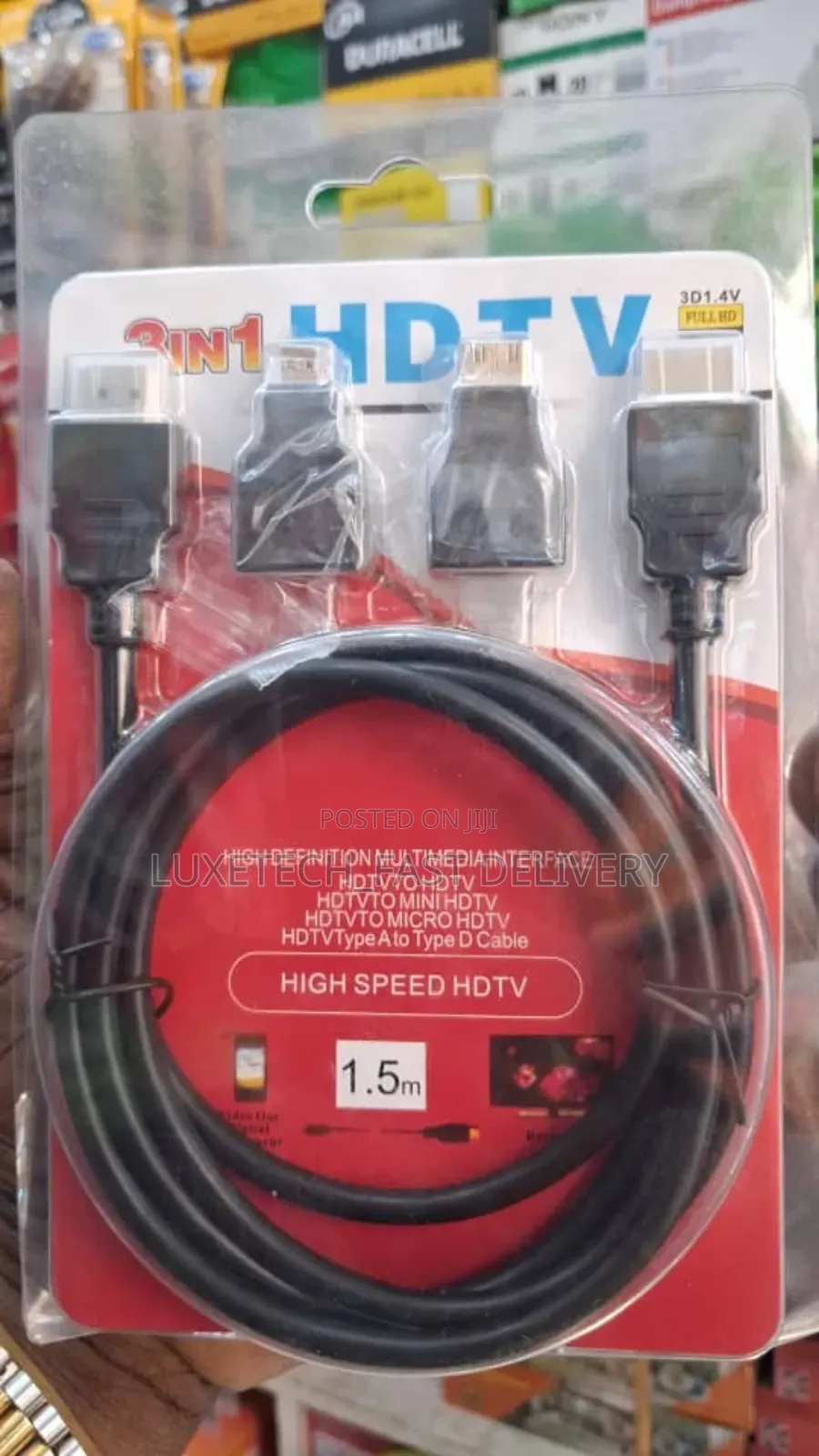3-in-1 Hdmi Cable Set 1.5m + Mini and Micro Hdmi Adapters