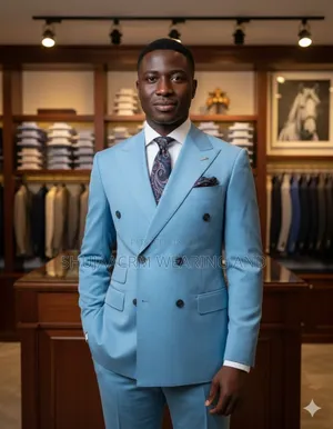 Light Blue Six Button Suits