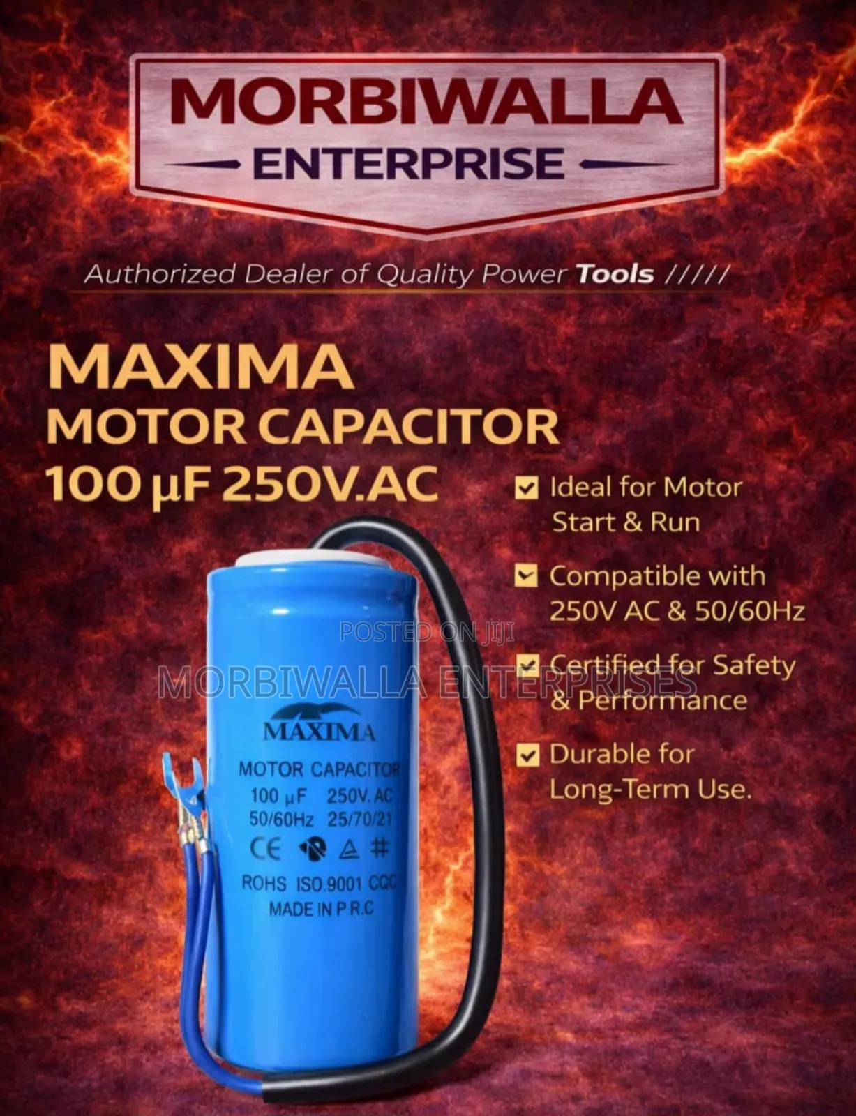 Motor Capacitor 100mfd 250vac