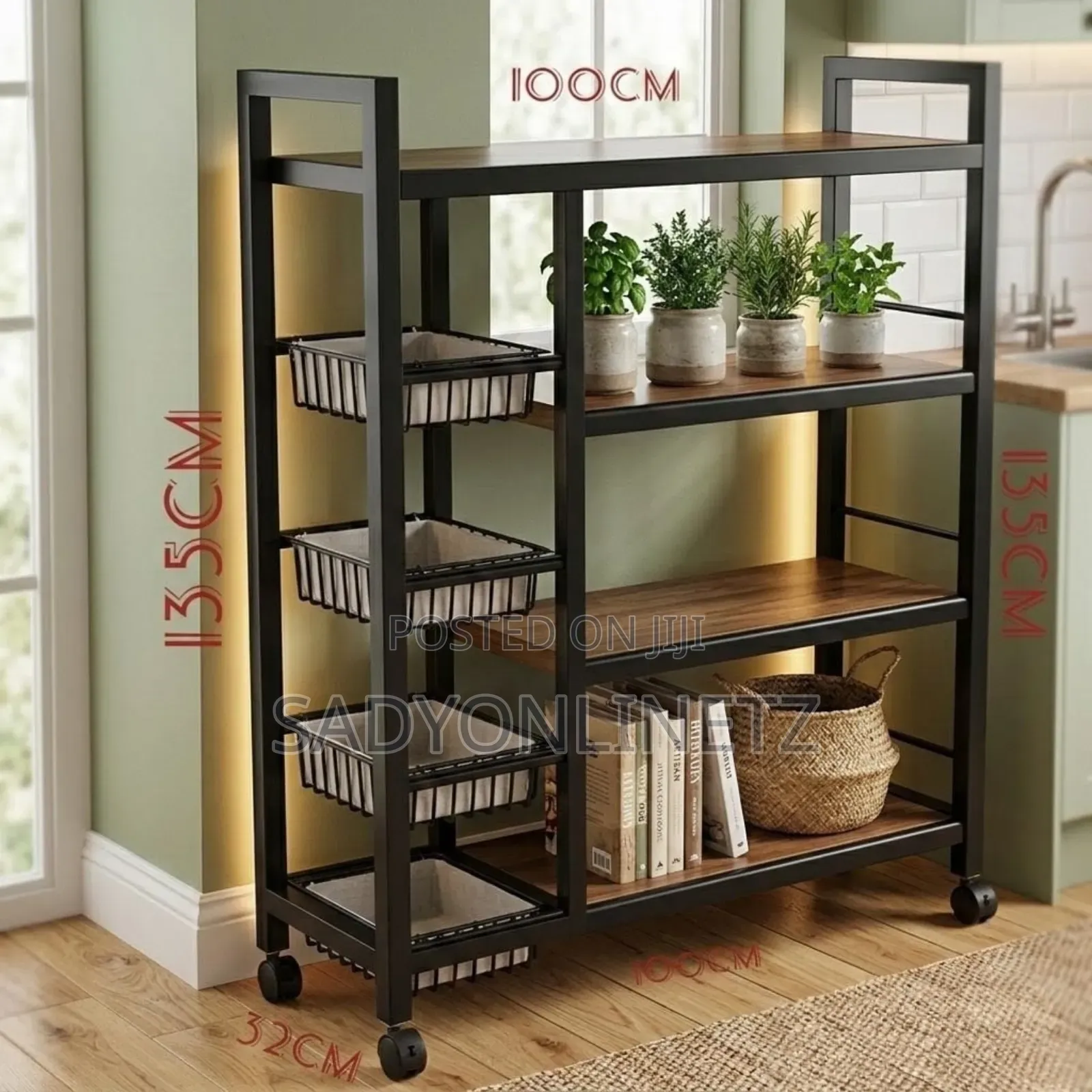 4 Layer Kitchen Storage Rack With 4 Vegetable Basket