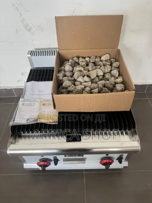 Two Burners Gas Lava Rocks Grill 60cm