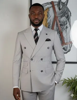 Light Grey Six Button Suit