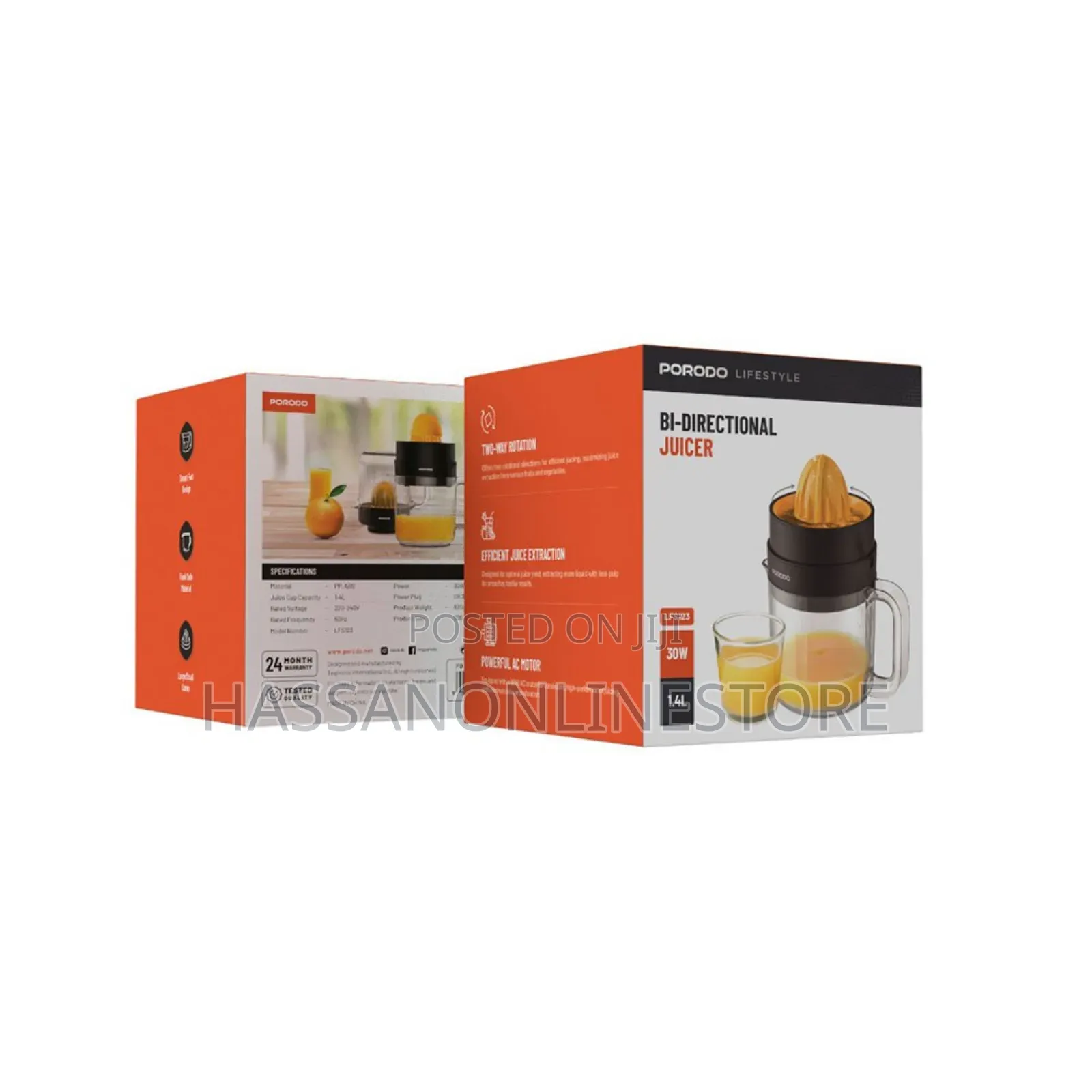 Porodo Lifestyle 1.4l Bi-Directional Juicer - Black