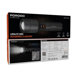 Porodo Lifestyle Lumalite 2600 Rechargeable Flashlight - Grey