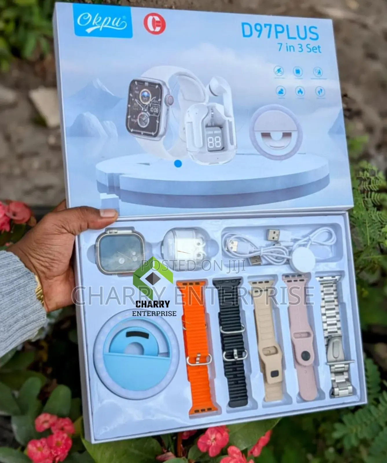 D97 Plus Smart Watch
With Pods and Ring Light 5 Straps Heart Beat