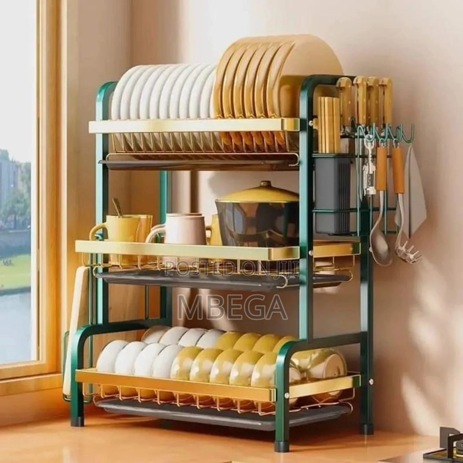 3-Tier Dish Drying Rack*
Color:Green Gold