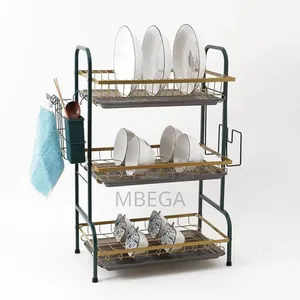 3-Tier Dish Drying Rack*
Color:Green Gold