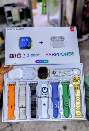 I20 Ultra Max Suit Smart Watch and Pods Mikanda 7 Calling Sports Music